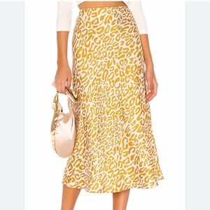 Rebecca Minkoff Yellow Animal Print Midi Skirt